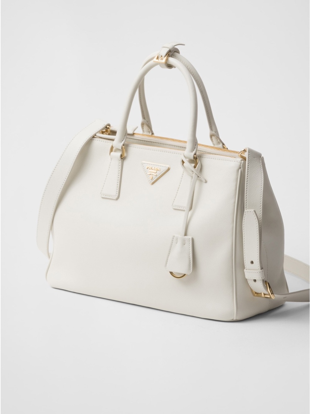 Prada Galleria bag White Calfskin Leather 2026 microchipped